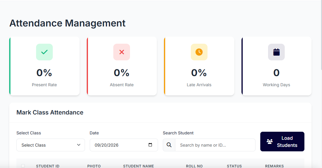 Attendance module screenshot